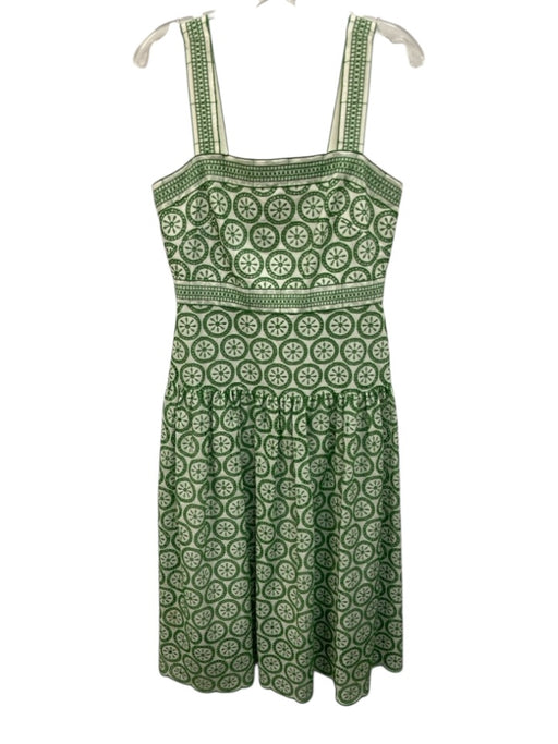 Shoshanna Size 6 Green & White Polyester Blend Sleeveless Tiered Midi Dress Green & White / 6