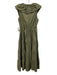 XiRENA Size Small Olive Green Cotton Ruffle Cap Sleeve V Neck Tiered Midi Dress Olive Green / Small