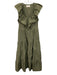 XiRENA Size Small Olive Green Cotton Ruffle Cap Sleeve V Neck Tiered Midi Dress Olive Green / Small