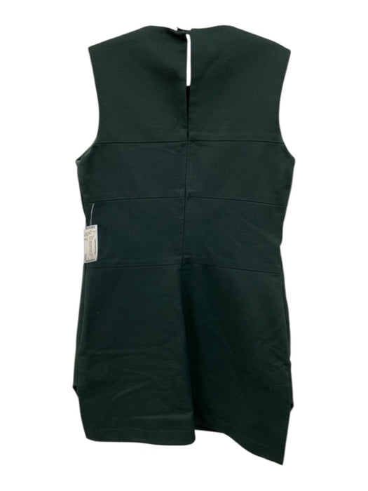 Carven Size 42 Dark Green Cotton Sleeveless Paneled Back Keyhole Dress Dark Green / 42