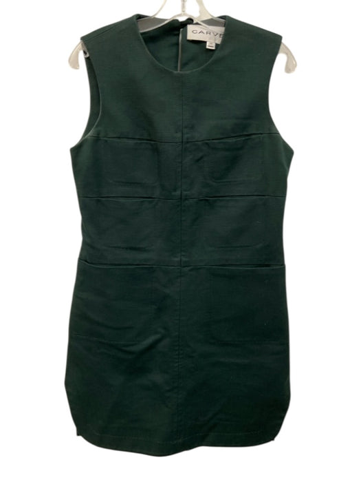 Carven Size 42 Dark Green Cotton Sleeveless Paneled Back Keyhole Dress Dark Green / 42