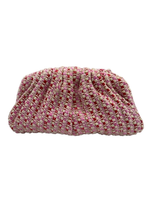 Shiraleah Pink, Red, White Textile Pleated Boucle Magnetic Close Clutch Bag Pink, Red, White / Small