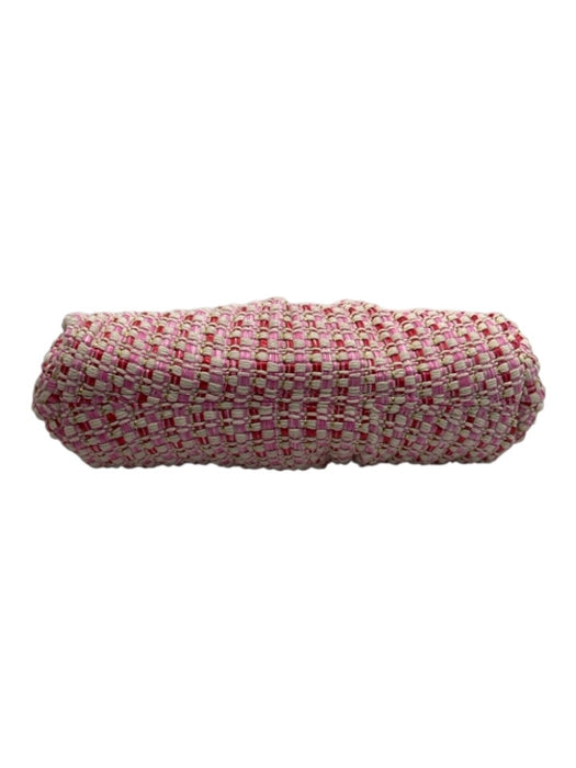 Shiraleah Pink, Red, White Textile Pleated Boucle Magnetic Close Clutch Bag Pink, Red, White / Small