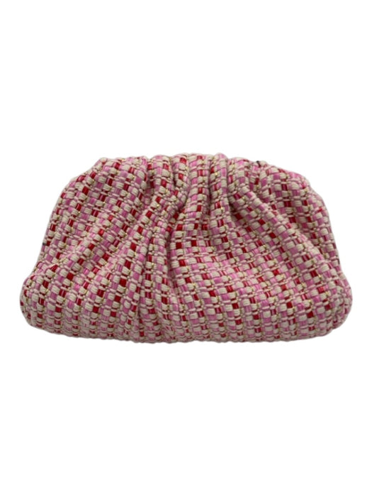 Shiraleah Pink, Red, White Textile Pleated Boucle Magnetic Close Clutch Bag Pink, Red, White / Small