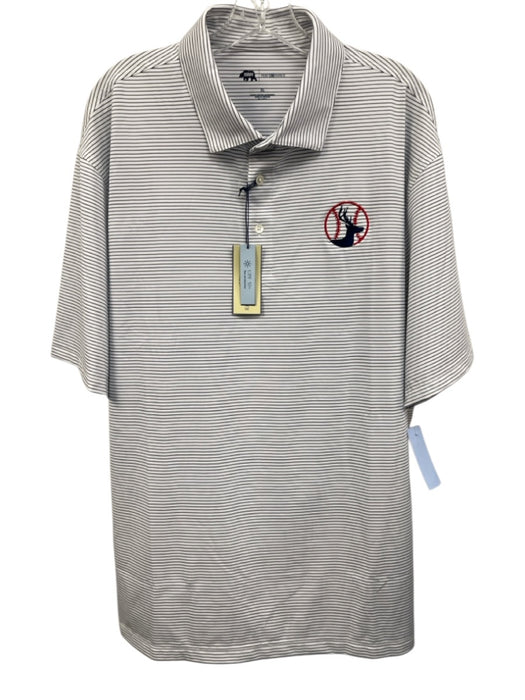Onward Reserve NWT Size XL White & Blue Synthetic Striped Polo Short Sleeve White & Blue / XL