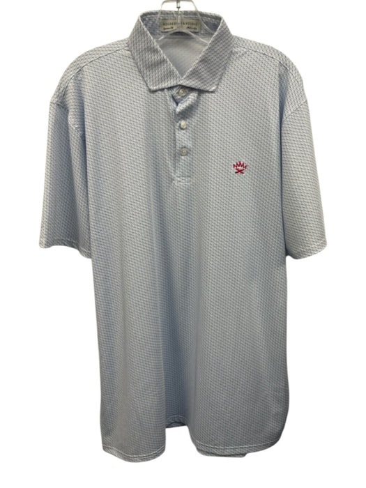 Holderness & Bourne Size XL White & Blue Synthetic Golf Polo Men's Short Sleeve White & Blue / XL
