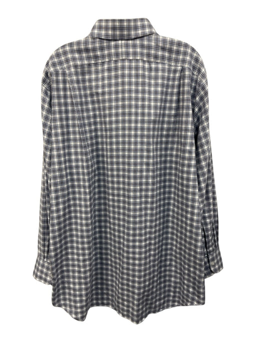 Hamilton Size Est XL Blue & Beige Cotton Plaid Flannel Men's Long Sleeve Shirt Blue & Beige / Est XL