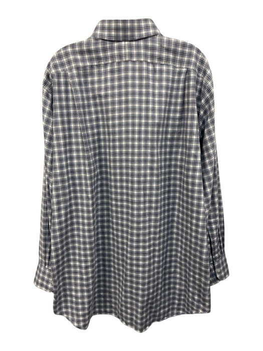 Hamilton Size Est XL Blue & Beige Cotton Plaid Flannel Men's Long Sleeve Shirt Blue & Beige / Est XL