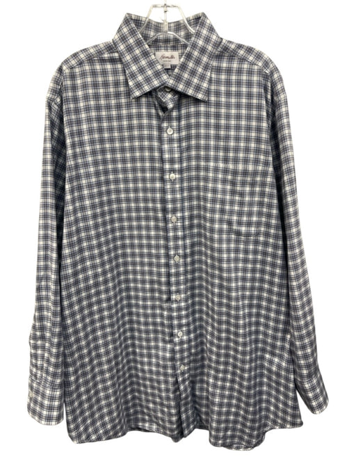 Hamilton Size Est XL Blue & Beige Cotton Plaid Flannel Men's Long Sleeve Shirt Blue & Beige / Est XL
