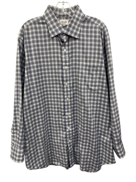 Hamilton Size Est XL Blue & Beige Cotton Plaid Flannel Men's Long Sleeve Shirt Blue & Beige / Est XL
