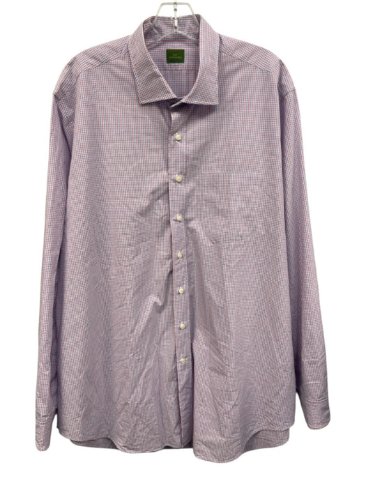 Sid Mashburn Size XL Orange & Blue Cotton Plaid Button Up Long Sleeve Shirt Orange & Blue / XL