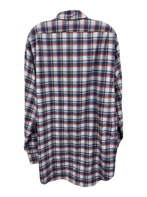 Sid Mashburn Size XL Blue & Red Cotton Plaid Flannel Button up Long Sleeve Shirt Blue & Red / XL