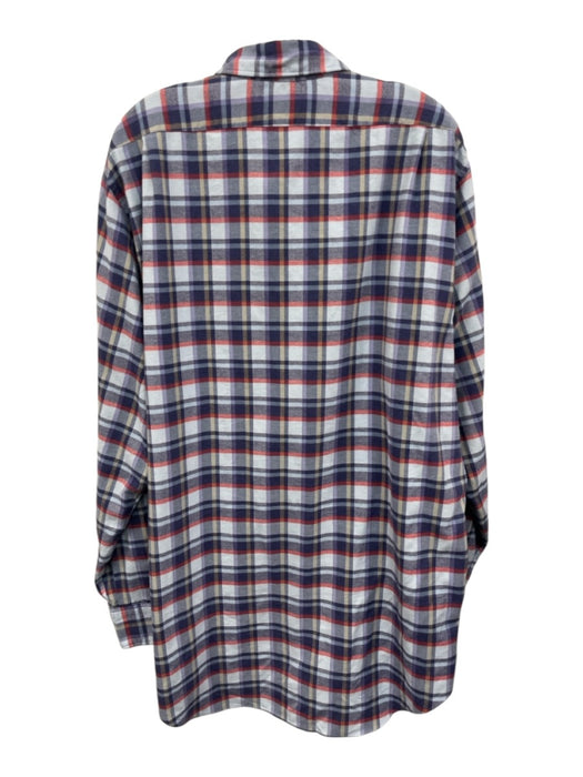 Sid Mashburn Size XL Blue & Red Cotton Plaid Flannel Button up Long Sleeve Shirt Blue & Red / XL