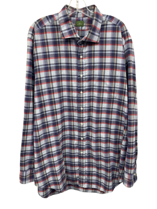 Sid Mashburn Size XL Blue & Red Cotton Plaid Flannel Button up Long Sleeve Shirt Blue & Red / XL