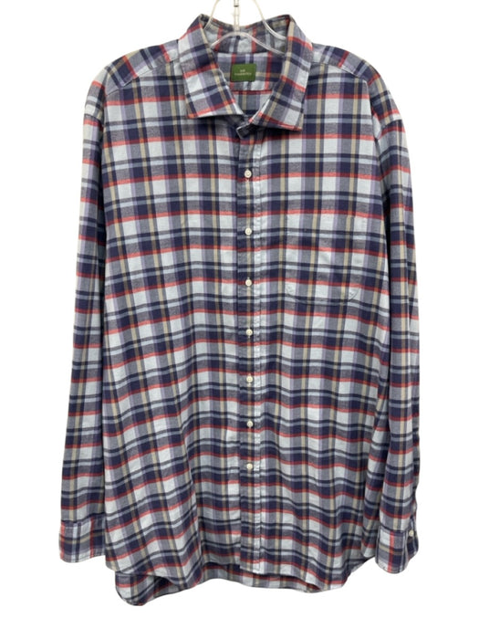 Sid Mashburn Size XL Blue & Red Cotton Plaid Flannel Button up Long Sleeve Shirt Blue & Red / XL