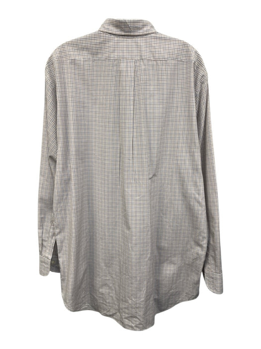 Sid Mashburn Size XL White & Multi Cotton Grid Button Up Men's Long Sleeve Shirt White & Multi / XL