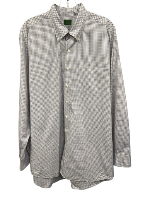 Sid Mashburn Size XL White & Multi Cotton Grid Button Up Men's Long Sleeve Shirt White & Multi / XL