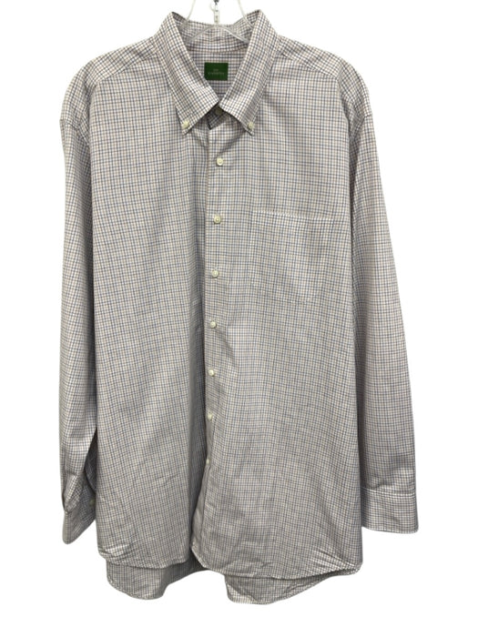 Sid Mashburn Size XL White & Multi Cotton Grid Button Up Men's Long Sleeve Shirt White & Multi / XL