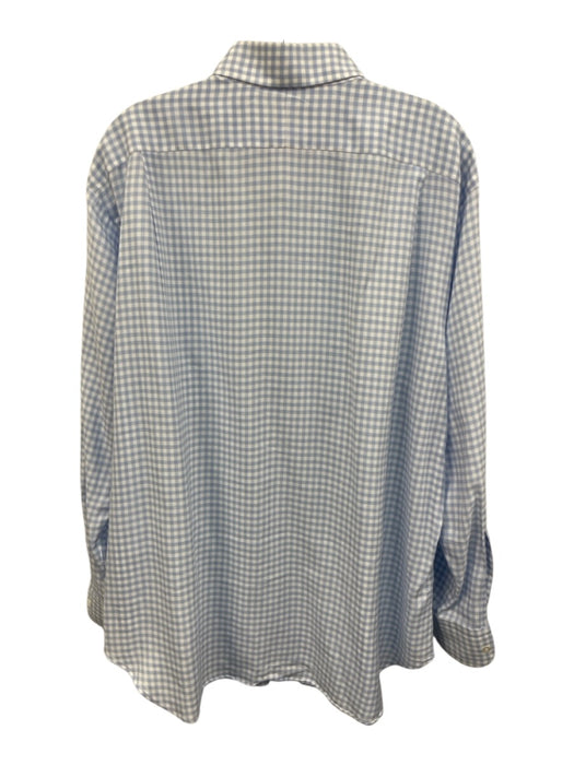 Hamilton Size 17.5 Light Blue & White Cotton Plaid Button up Long Sleeve Shirt Light Blue & White / 17.5