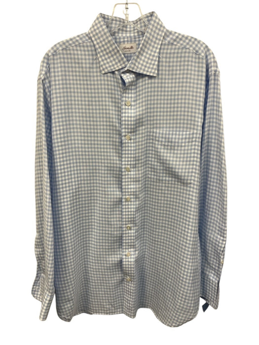 Hamilton Size 17.5 Light Blue & White Cotton Plaid Button up Long Sleeve Shirt Light Blue & White / 17.5