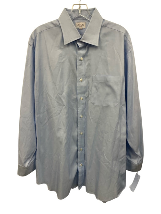 Hamilton Size Est XL Blue Cotton Solid Button Up Men's Long Sleeve Shirt Blue / Est XL