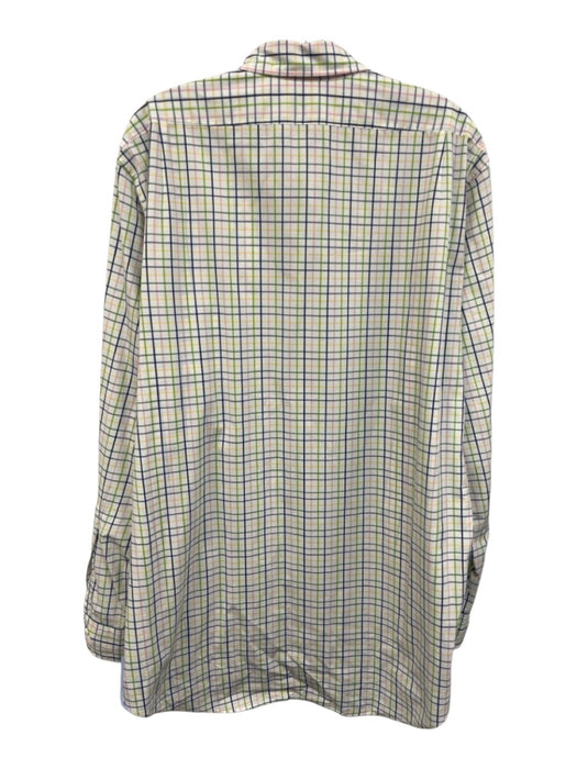 Sid Mashburn Size XL White & Multi Cotton Grid Button Up Men's Long Sleeve Shirt White & Multi / XL