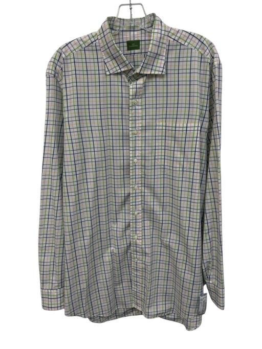 Sid Mashburn Size XL White & Multi Cotton Grid Button Up Men's Long Sleeve Shirt White & Multi / XL