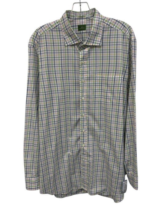 Sid Mashburn Size XL White & Multi Cotton Grid Button Up Men's Long Sleeve Shirt White & Multi / XL