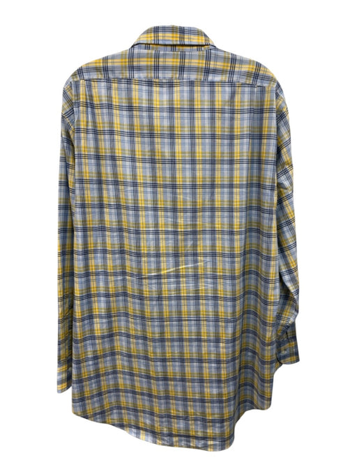 Sid Mashburn Size XL Blue & Yellow Cotton Plaid Button Up Long Sleeve Shirt Blue & Yellow / XL