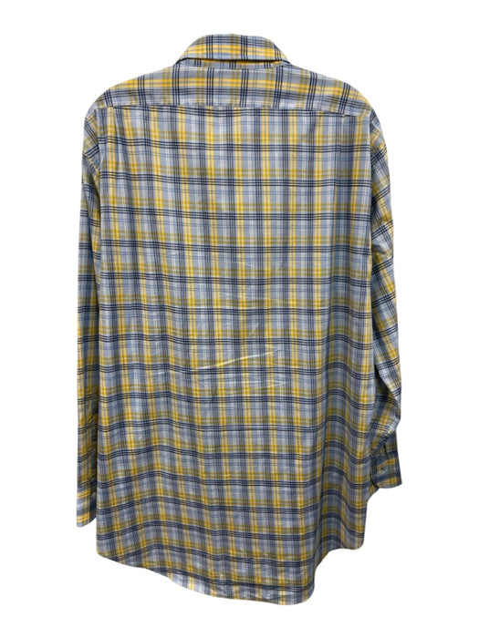 Sid Mashburn Size XL Blue & Yellow Cotton Plaid Button Up Long Sleeve Shirt Blue & Yellow / XL