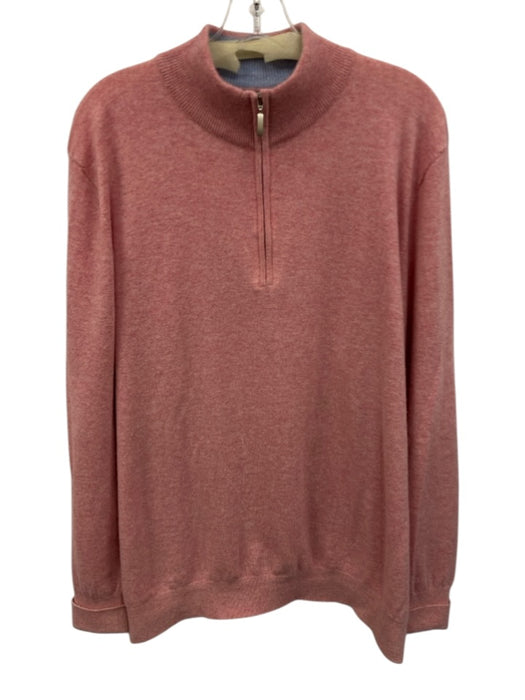 Gentlemen's Corner Size XL Red Cashmere Solid Quarter Zip Men's Sweater Red / XL