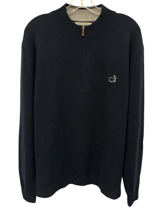 Masters Size XXL Blue Cashmere Blend Solid Quarter Zip Men's Sweater Blue / XXL