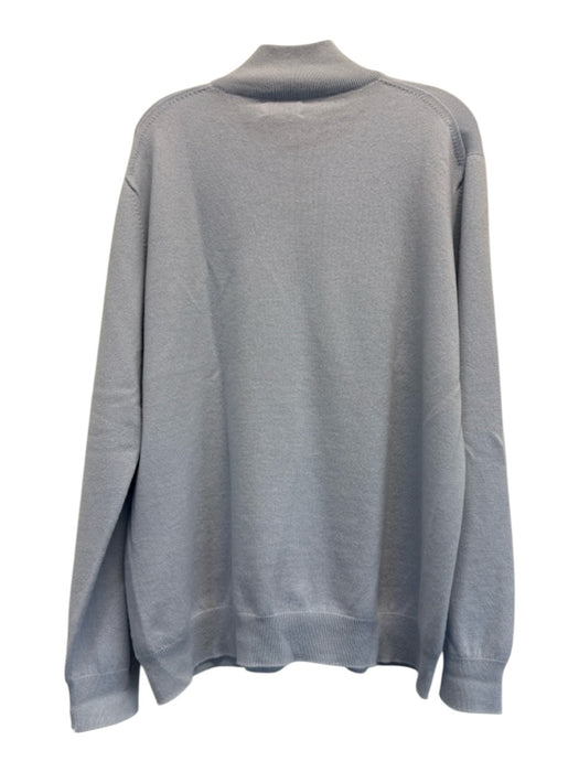 Johnstons of Elgin Size XL Light blue Cashmere Solid Quarter Zip Men's Sweater Light blue / XL