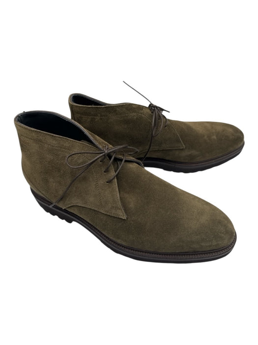 Pastori Shoe Size 10.5 Olive Green Suede Solid Boat Shoe Men's Shoes Olive Green / 10.5