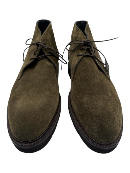 Pastori Shoe Size 10.5 Olive Green Suede Solid Boat Shoe Men's Shoes Olive Green / 10.5