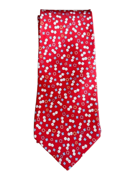Ferragamo Red Silk Dice Men's Ties Red