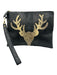 Taxidermy Black & Cream Snake Leather Deer Zip Close Clutch Bag Black & Cream / Small