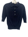 Ann Mashburn Size S Navy Blue Cotton Knit Short Sleeve Ribbed Hem Polo Top Navy Blue / S