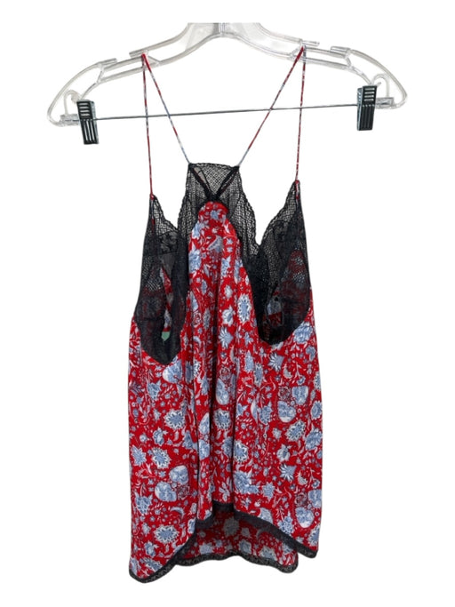 Zadig & Voltaire Size 40 Red & Light Blue Viscose Spaghetti Strap Maxi Skirt Set Red & Light Blue / 40