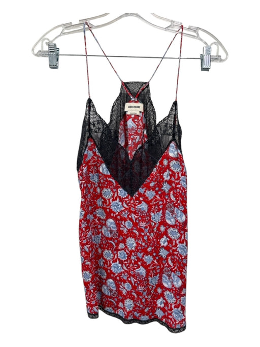 Zadig & Voltaire Size 40 Red & Light Blue Viscose Spaghetti Strap Maxi Skirt Set Red & Light Blue / 40