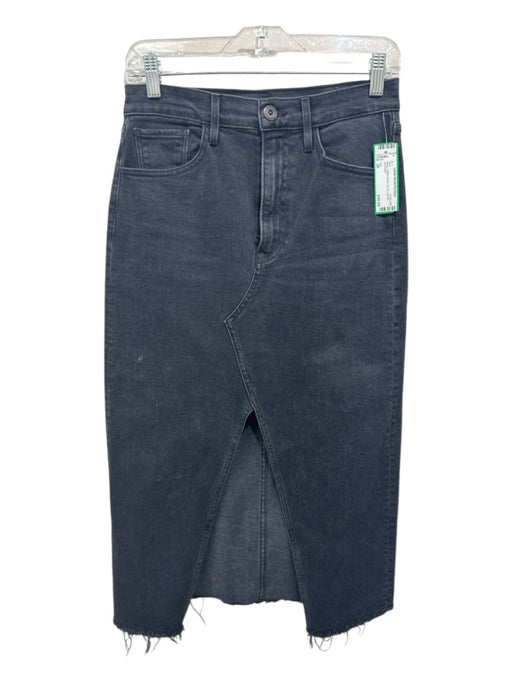 3X1 Size 26 Black Cotton Denim Zip Fly Leg Slit Skirt Black / 26