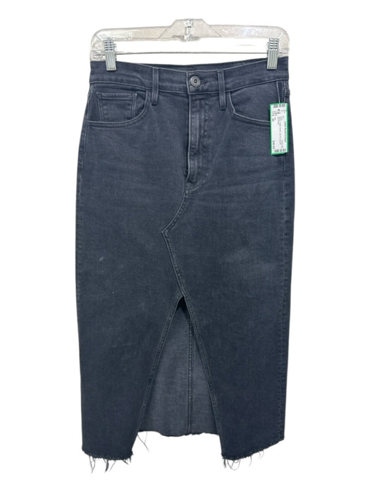 3X1 Size 26 Black Cotton Denim Zip Fly Leg Slit Skirt Black / 26