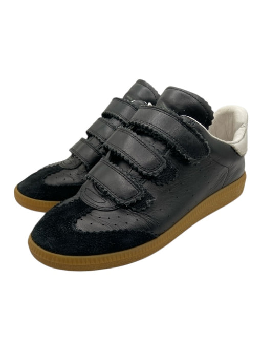Isabel Marant Shoe Size 37 Black & White Leather Velcro Strap Low Top Sneakers Black & White / 37