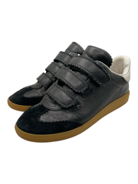 Isabel Marant Shoe Size 37 Black & White Leather Velcro Strap Low Top Sneakers Black & White / 37
