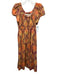 Ulla Johnson Size 2 Orange, Yellow, Red Cotton Elastic Tie Dye Midi Dress Orange, Yellow, Red / 2