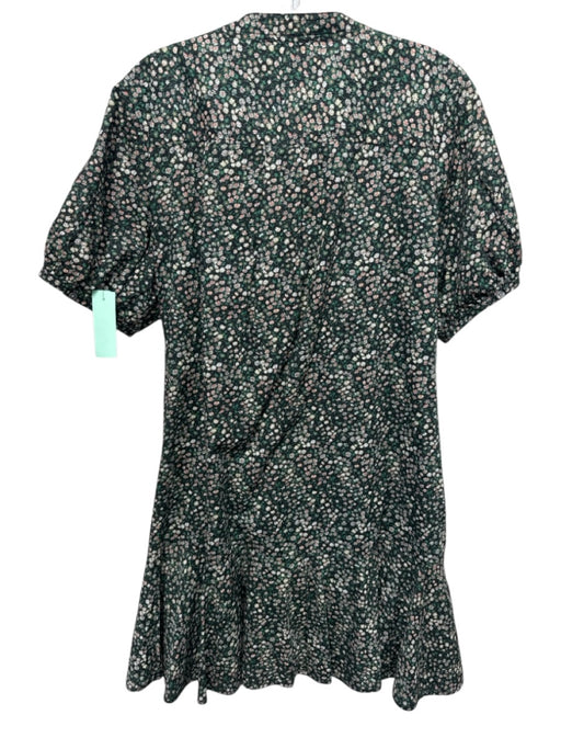 J. Crew Size M Green, White, Orange Cotton V Neck Mini Floral Short Sleeve Dress Green, White, Orange / M