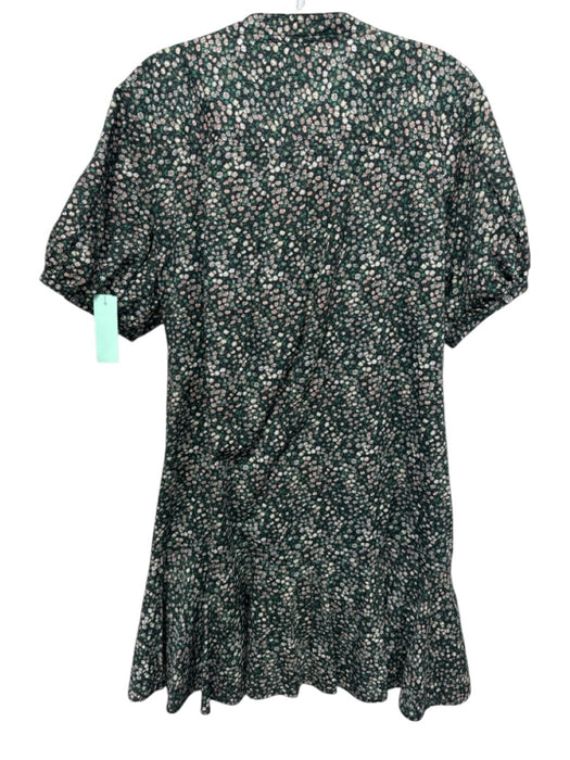J. Crew Size M Green, White, Orange Cotton V Neck Mini Floral Short Sleeve Dress Green, White, Orange / M