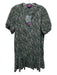 J. Crew Size M Green, White, Orange Cotton V Neck Mini Floral Short Sleeve Dress Green, White, Orange / M