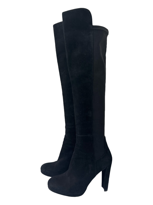 Stuart Weitzman Shoe Size 8.5 Black Suede Block Heel Almond Toe Boots Black / 8.5