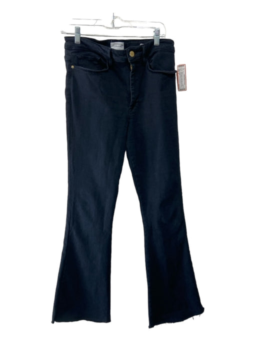 Frame Size 2 Black Organic Cotton Blend Zip Fly Front Pockets Flare Jeans Black / 2